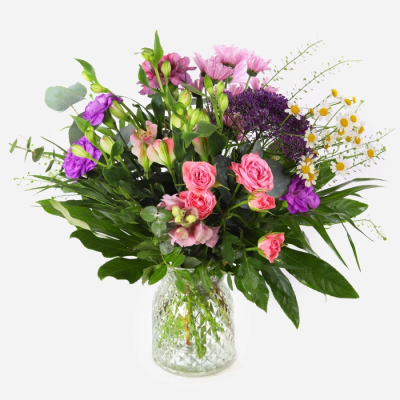 Wild Blossom - A petite Wild Blossom vase arrangement inspired by a summer meadow, with soft tones and fresh greenery.